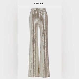 COPY - L’ AGENCE Silver Kimia Paillette Straight-Leg Pants. Silver Sequin size …